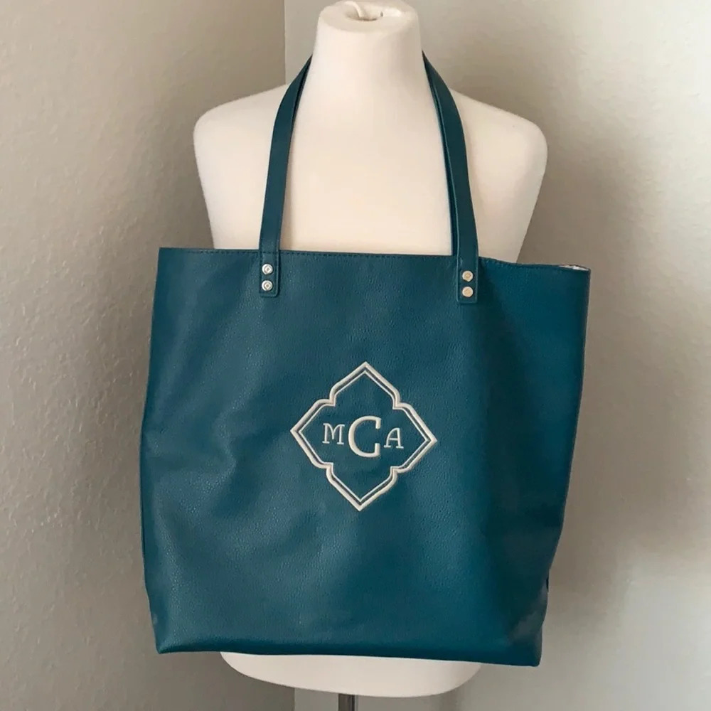 THIRTY ONE dark green monogram tote bag